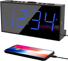 Digital Dual Alarm Clock For Bedroom Large Display Bedside Clock Battery Backup - £18.56 GBP