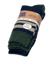 Muk Luks Sock Pair (2) 25% Wool Fair Isle Stripe Men 10-13 Navy Blue Green - £14.79 GBP