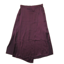 NWT Vince Satin Drape Panel Skirt in Dahlia Wine Silk Asymmetrical Midi XS - £80.18 GBP