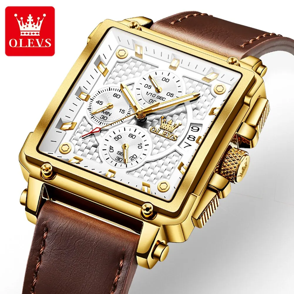 Top Brand Men&#39;s Watches Luxury Square Quartz Wrist Watch Original Waterp... - $75.88