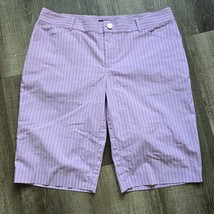 Ralph Lauren Golf Shorts Womens Size 4 Bermuda Purple White Stripes Flat... - $16.94