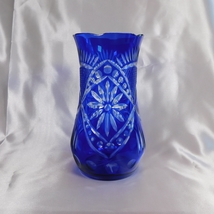 Blue Cut to Clear Vase # 22201 - £51.32 GBP