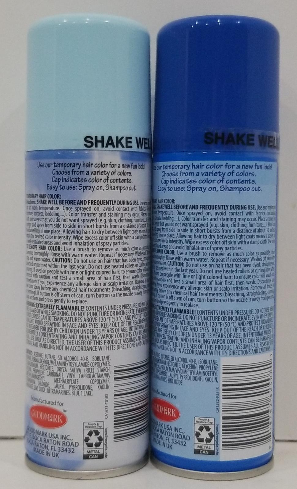Lot Of 2 Goodmark Halloween Temporary Hair Color Spray, Pastel &Temporary Blue Item image 3