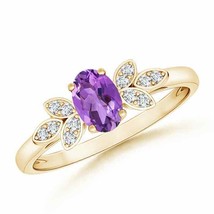 Authenticity Guarantee 
Angara Natural 6x4mm Amethyst Side Stones Ring in 14K... - £415.14 GBP