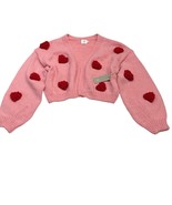 Luna Sweater Womens M Pink Open Knit 3D Floral Oversized Cropped Cardiga... - €38,75 EUR