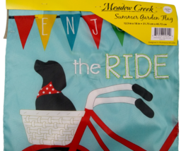 Summer Garden Flag Dog Bike Enjoy The Ride 12.5x18&quot; TwoSided Appliqued M... - $15.00