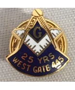 Masons Pin 10K Gold 25 Years Screw Back West Gate 445 1.2g - $64.30