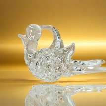 Hand Blown Blue Bird Spun Glass Miniature Clear Ornament Glass Display 2.25” - £8.05 GBP