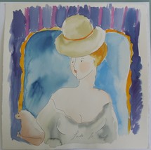 Linda Le Kinff, “Lady With Yellow Hat” - Serigraph line printing full wa... - $490.05