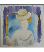 Linda Le Kinff, “Lady With Yellow Hat” - Serigraph line printing full wa... - $490.05
