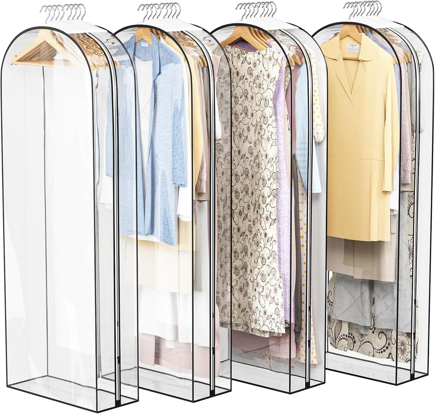 Clear Garment Bag For Hanging Clothes 10” Gusseted, 60” Suit Bags For, 4... - $36.92