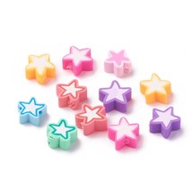 Polymer Clay Star Beads Assorted Lot 9mm to 11mm Celestial Jewelry Suppl... - $7.67