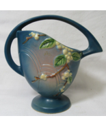 VTG Roseville Snowberry Persian Blue Basket Pottery Vase 8-1/2" TALL 1BK-8 - $89.09
