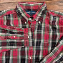 Polo Ralph Lauren Oxford Button Front Shirt Men&#39;s XL Plaid Red Green White - £14.61 GBP