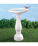 Elegant Bird Bath XL White Durable Drink Wash Birdbath Garden Yard Outdo... - $48.24