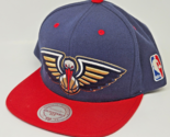 Mitchell &amp; Ness Pelicans NBA Snapback Navy Blue Red Large Logo - $14.99
