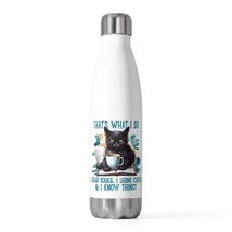 black cat drinks coffee and knows things animal lovers 20oz Insulated Bo... - $30.00