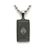 Ace of Spades Card Design Metal Beaded Necklace - 2 x 1 cm Pendant - $11.87