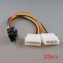 10Pcs 8&quot; Inch Dual 4-Pin Molex To 6-Pin Pci-E Pci Express Power Adapter Cable - £29.89 GBP