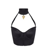 SKIMS Pendant Chocker Cropped Corset, Black, LargeNWT! - £55.49 GBP