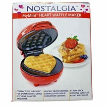 Mini Non Stick Heart Waffle Maker Cookies Red Nostalgia Love Celebrations NEW - £7.94 GBP