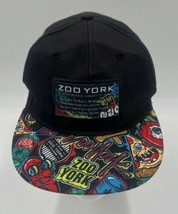 Zoo York Youth Adjustable Snapback Hat Black With Graffiti Pattern - £11.59 GBP