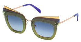 Emilio Pucci Modified Cat Eye Sunglasses Green Frame Blue Lens Gradient NWT - £110.12 GBP