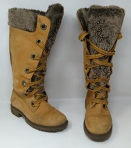 Timberland 91335 Mirney Knee High Wheat Tall Tan Faux Fur Lace Up Boots 8.5 M - £47.46 GBP