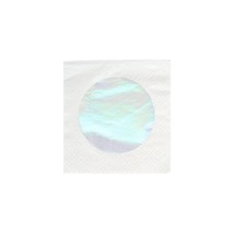 Oh Happy Day Paper Napkins 10 Pack White with Holographic Silver Foil Polka Dot - £11.18 GBP