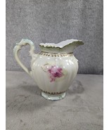 Gorgeous Antique Lefton China Heritage Pink Green Rose Pitcher 5694 - $27.99