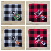 Set of 4 Dog Bandanas Merry Christmas Black Red White Plaid Check Bandana - $5.93