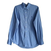 Ralph Lauren Men&#39;s Blue Thin Cotton Long Sleeved Button Up Shirt with Logo L - £25.85 GBP