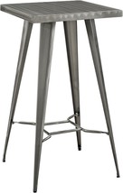 Square Bar Table In Gunmetal By Modway Direct, Rustic Modern Farmhouse Steel. - £140.26 GBP