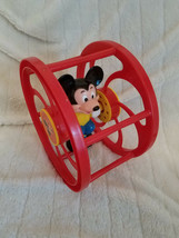 Walt Disney Rolling Wheel Toy Mickey Mouse 1960&#39;s RED Vintage  - £21.17 GBP