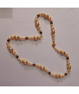 Intricate Faux Pearl Necklace 28&quot; Long Beautiful Filigree Detail - $10.86 CAD