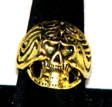 Men&#39;s Skull Shape Wedding Ring 10K Yellow Gold Plated Size 9.75&quot; - £36.39 GBP