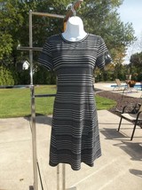 Nwot Dkny Black Striped Knit Dress M - £19.57 GBP