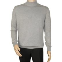 Men's Sweater Knit By BRANGO Turkey Mock Neck Cotton Blend 21050 Gray image 4