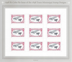 1998 Bi-Color Re-Issue of 1898 Trans-Mississippi stamp design sheet - £14.94 GBP