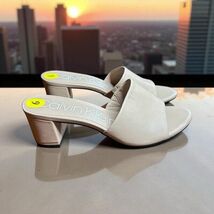 Calvin Klein Noelly Womens Size 9 Nude Leather Slide Sandals Mules Block... - $32.66