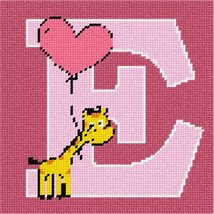 Pepita needlepoint canvas: Letter E Giraffe Balloon, 7&quot; x 7&quot; - $50.00+