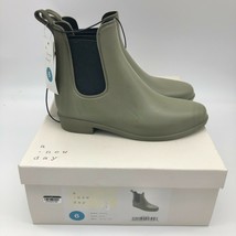 A New Day Chelsea Rain Boots Green Womens 6 Waterproof NEW IN BOX - £15.82 GBP