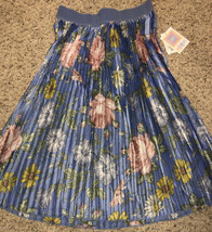 NWT LuLaRoe 2.0 Large Blue Pink White Floral Sunflowers Jill Accordion Skirt - £33.51 GBP