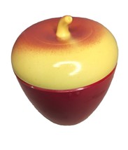 VTG 1950s Hazel Atlas Milk Glass Apple Jar Red 4&quot; Sugar Jam Trinket Dish Teacher - £14.06 GBP