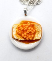 Unique B EAN S On Toast Necklace Mini Miniature Food Breakfast Baked Fab Gift - $21.52