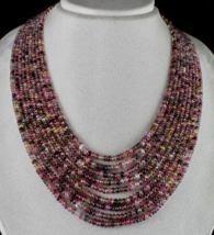 NATURAL TOURMALINE BEADED NECKLACE 9 LINE 668 CT MULTI COLOUR GEMSTONE S... - $2,345.29 CAD