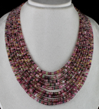 Natural Tourmaline Beaded Necklace 9 Line 668 Ct Multi Colour Gemstone Strand - £1,366.89 GBP