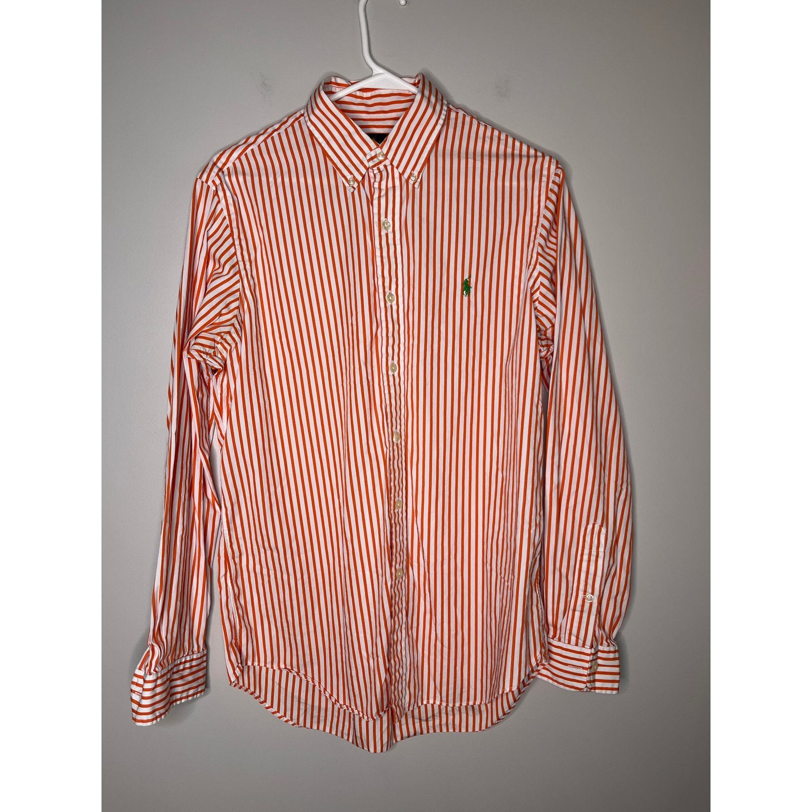 2000s Ralph Lauren Orange Pinstripe Collegiate Old Money Country Club Sh... - $28.00