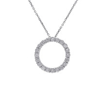 1.00 Carat Round Brilliant Diamond Circle of Love Pendant in 16&quot; Chain 14K White - £890.67 GBP