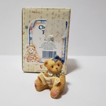 Cherished Teddies Good Luck Bear Mini Figure Blue Bow  303143 Box Damage 1997 - £6.62 GBP
